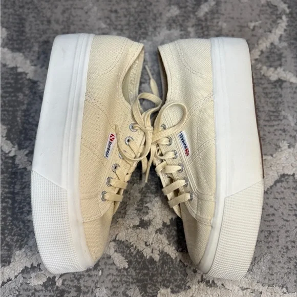 Superga 2790 Platform Sneakers- Women's Beige Canvas - Picture 2 of 10